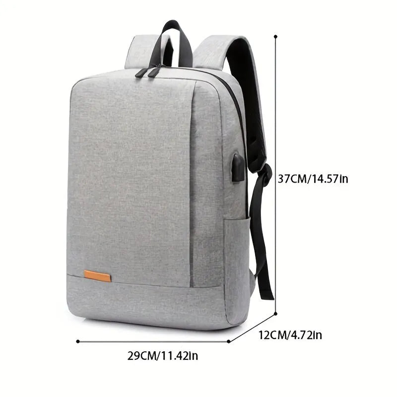 15.6" Men's Business Laptop Backpack: Sleek Design, USB Charging, Lightweight for School, Travel, and Commuting.