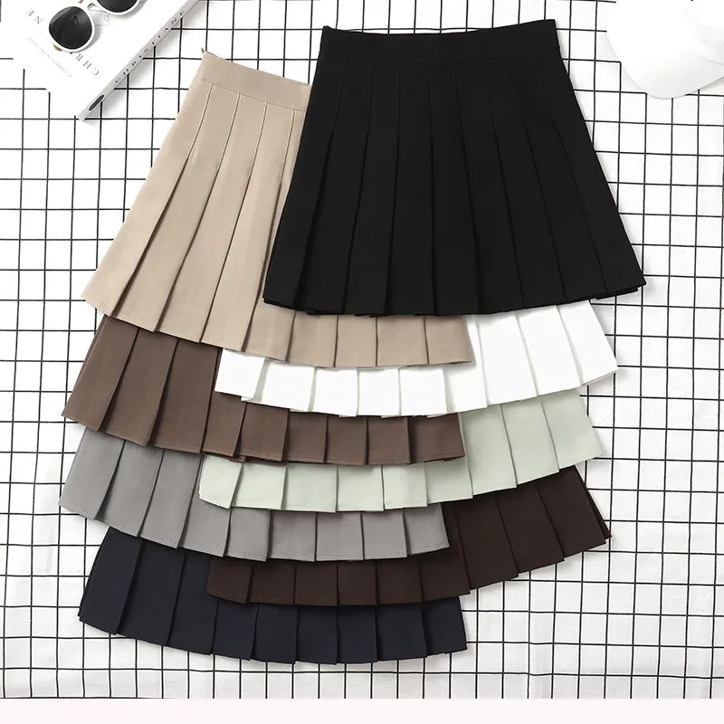 Brown Skirt Ladies 2024 Summer Clothes Women's High Waist Style Black Mini Pleated Skirt For School Girl Uniform