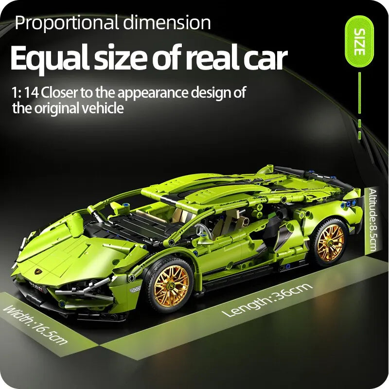 1280 PCS City Speed Supercar Model: Build Technical Racing Sport Car with Mechanical Blocks, Perfect Puzzle Gift