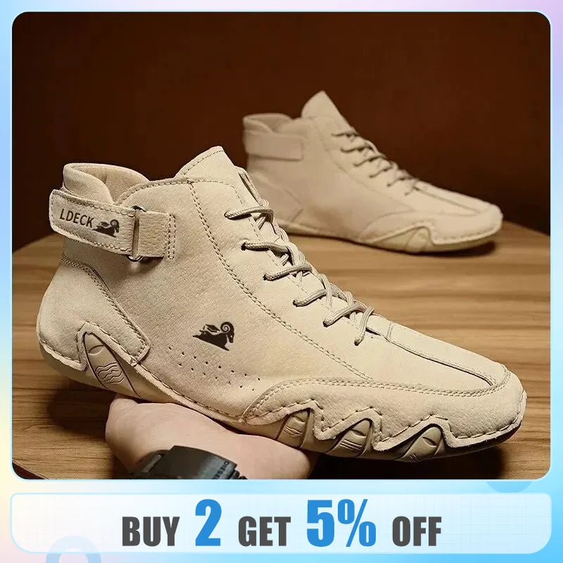 Ankle Boots for Men Outdoor Light Casual Leather Shoes Luxury Men Shoes Male Waterproof Snow Boots 2024 High Top Sneakers