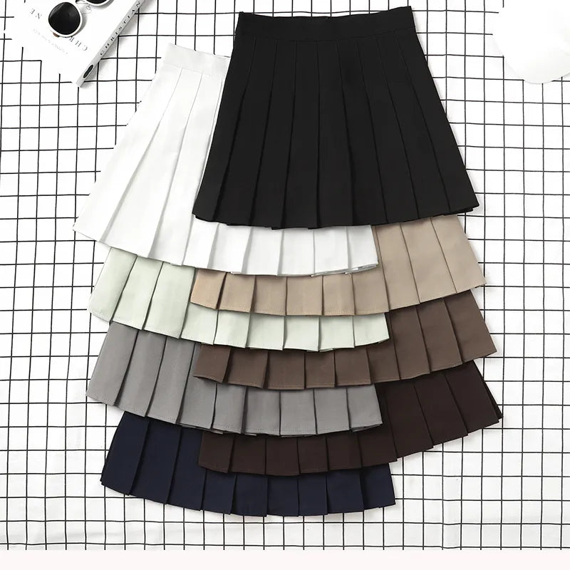 Brown Skirt Ladies 2024 Summer Clothes Women's High Waist Style Black Mini Pleated Skirt For School Girl Uniform