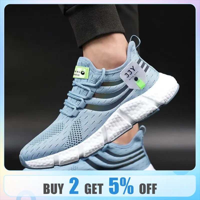 Men Casual Sport Shoes Breathable Lightweight Sneakers Outdoor Mesh Black Running Shoes Athletic Jogging Tenis Walking Shoes