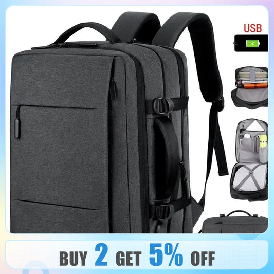 Classic Travel Backpack Men Business Backpack School Expandable USB Bag Large Capacity Laptop Waterproof Fashion Backpack