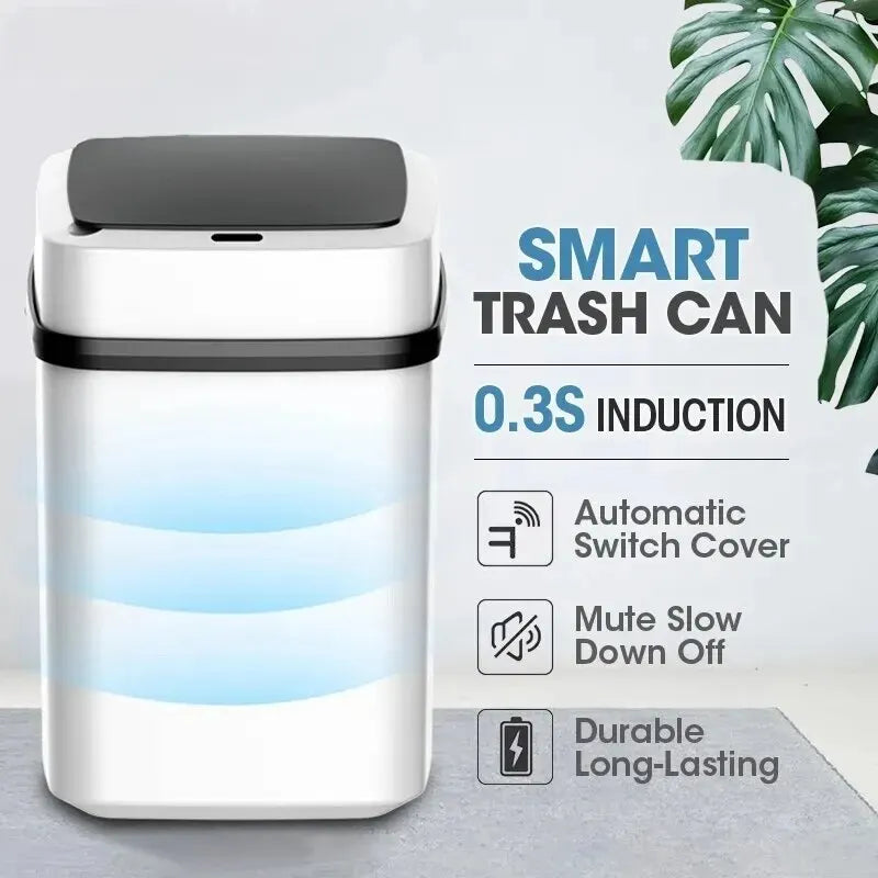 16012024 Kitchen Trash Bin 13L Bathroom Touch Trash Can In The Toilet Smart Garbage Bucket Waste Bins Dustbin Smart Trash Can Kitchen