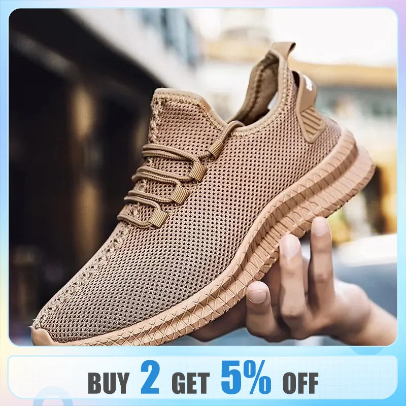 Breathable Mesh Men Shoes Trendy Lightweight Walking Flats Plus Size Male Tennis Sneakers Outdoor Running Fitness Shoes