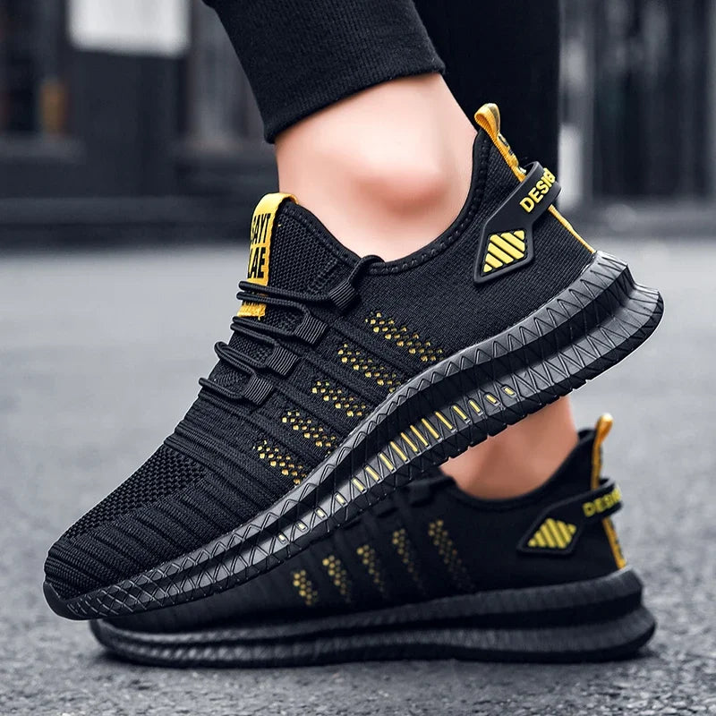 Fashion Men Sneakers Mesh Casual Shoes Lac-up Breathable Lightweight Walking Sneakers Men Shoes Plus Size Summer Tennis Shoes