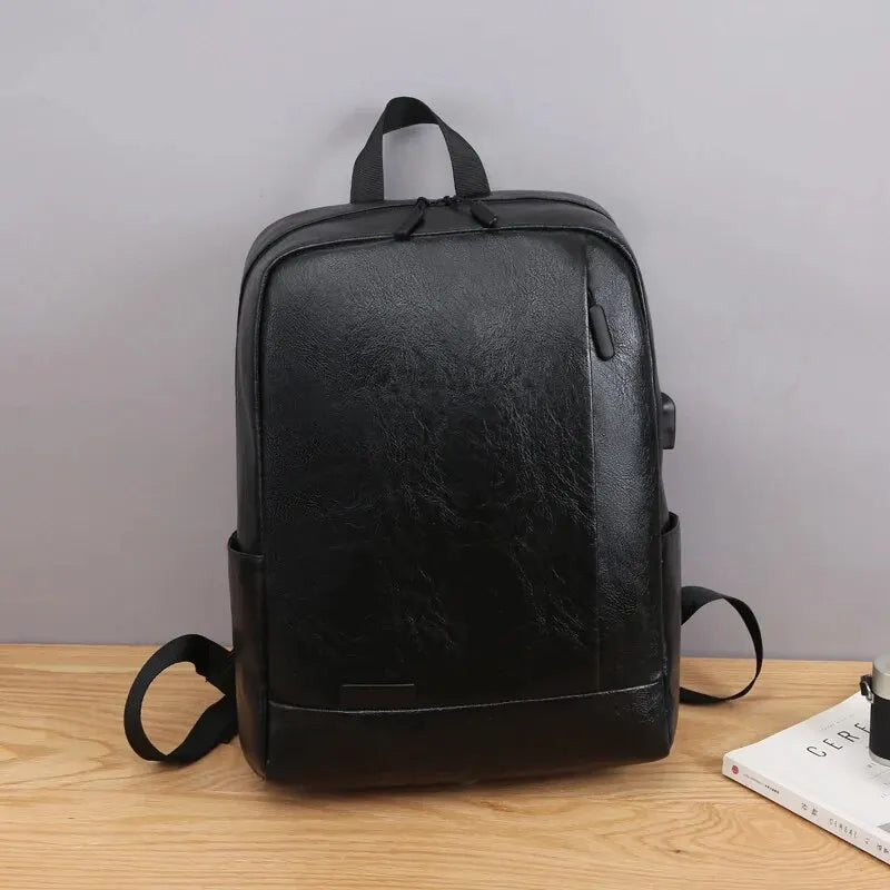 15.6" Men's Business Laptop Backpack: Sleek Design, USB Charging, Lightweight for School, Travel, and Commuting.