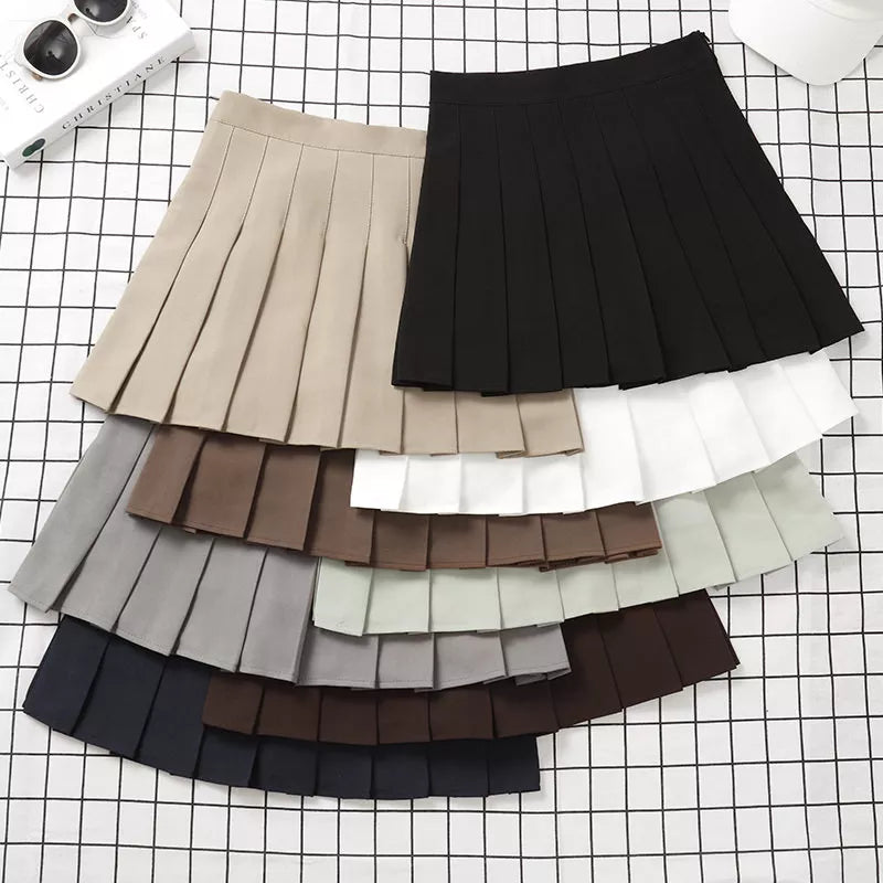 Brown Skirt Ladies 2024 Summer Clothes Women's High Waist Style Black Mini Pleated Skirt For School Girl Uniform