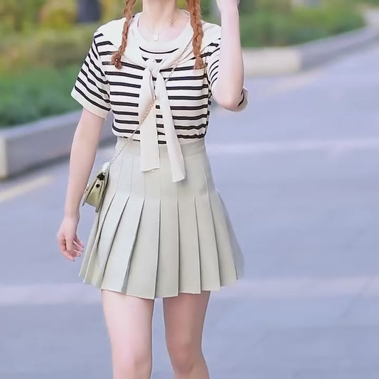 Brown Skirt Ladies 2024 Summer Clothes Women's High Waist Style Black Mini Pleated Skirt For School Girl Uniform