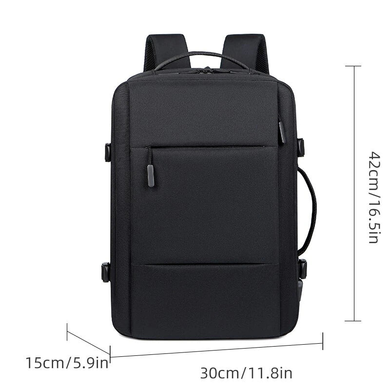 Expandable USB Business Backpack: Classic, Waterproof, Large Capacity for Men's School and Travel, Fashionable Laptop Bag