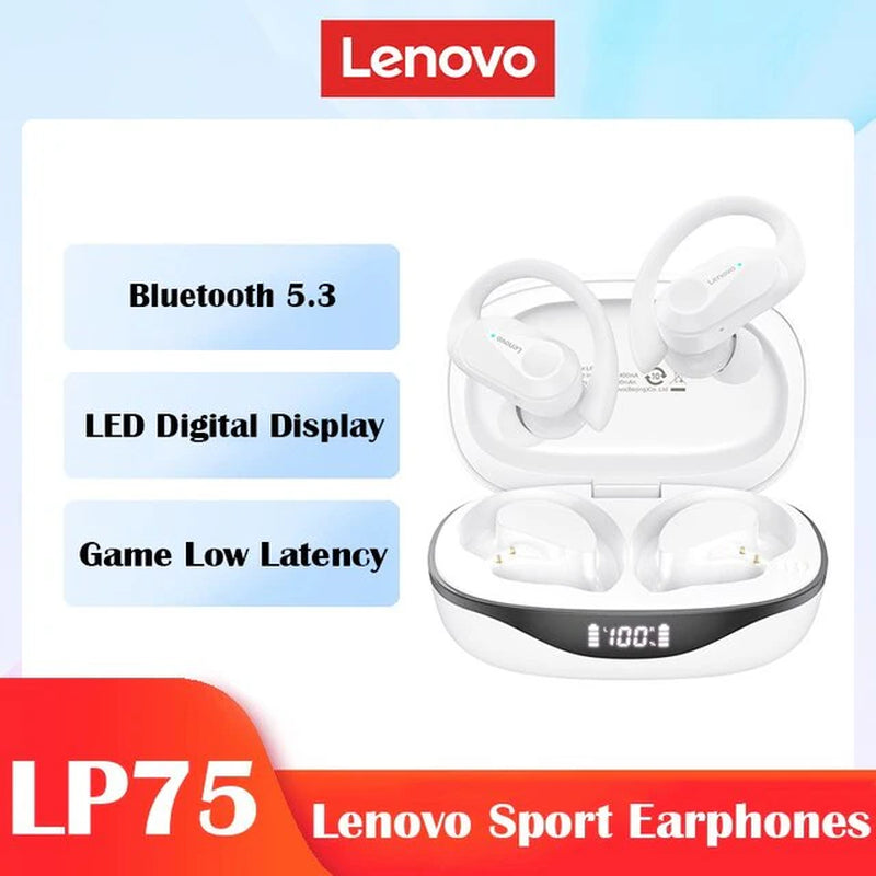 LP75 Bluetooth 5.3 Earphones: TWS Wireless, LED Display, Hifi Stereo, Noise Reduction, Gaming Earbuds