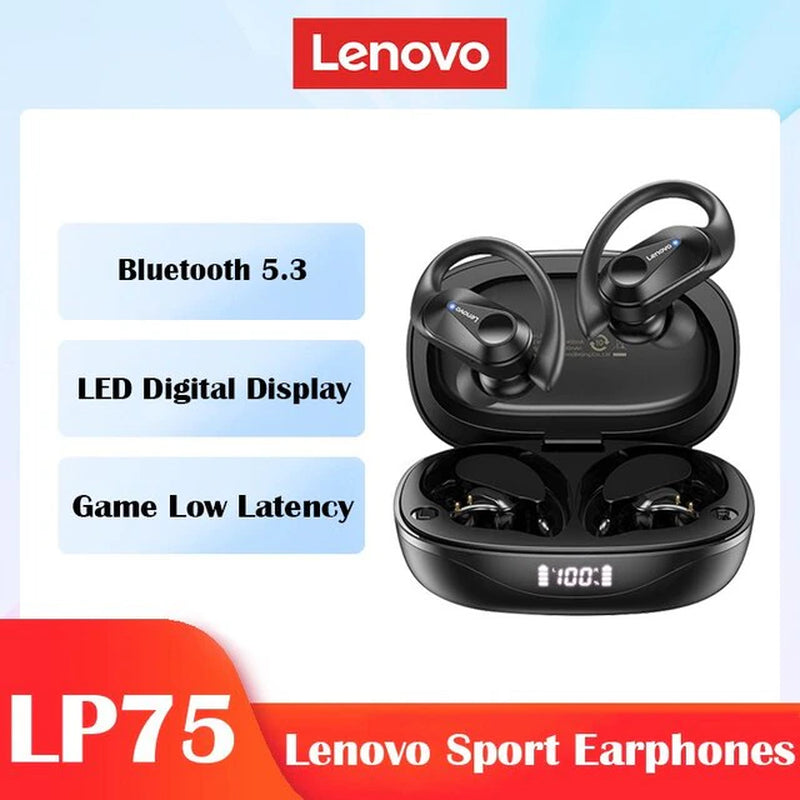 LP75 Bluetooth 5.3 Earphones: TWS Wireless, LED Display, Hifi Stereo, Noise Reduction, Gaming Earbuds