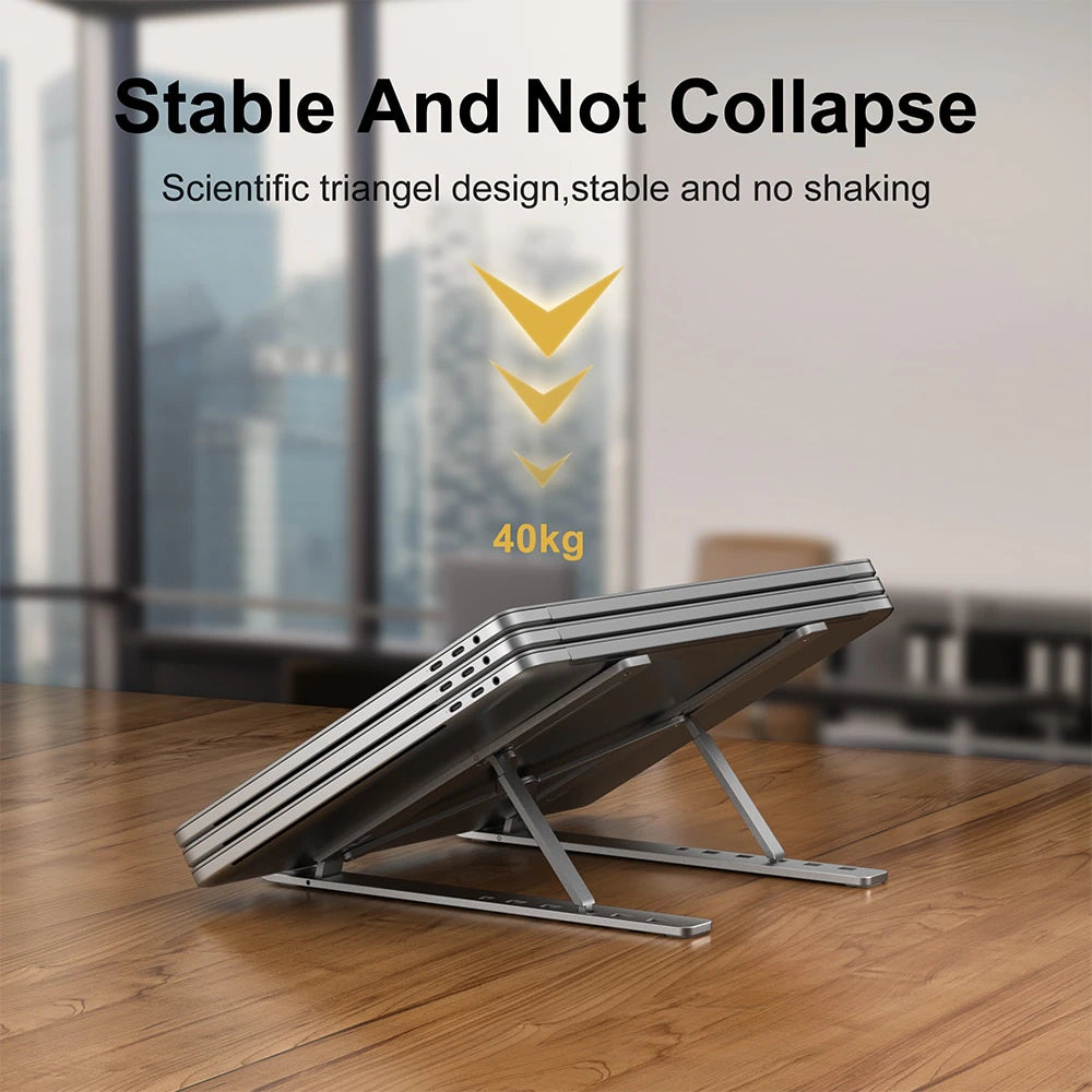 Enhance Workstation with Portable Aluminum Laptop Stand: Foldable, Macbook Air Pro Holder, Convenient Accessories for PC