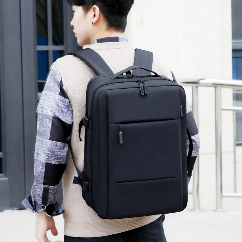 Expandable USB Business Backpack: Classic, Waterproof, Large Capacity for Men's School and Travel, Fashionable Laptop Bag