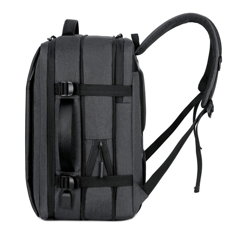 Expandable USB Business Backpack: Classic, Waterproof, Large Capacity for Men's School and Travel, Fashionable Laptop Bag