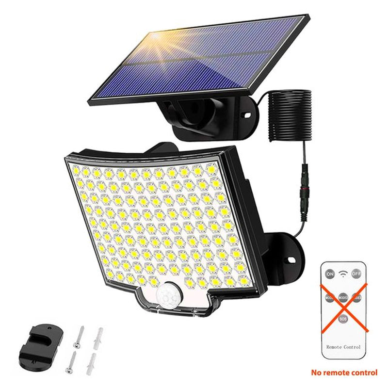 Outdoor Bliss: 106LED Solar Floodlight w/ Motion Sensor, Waterproof, Remote Control, 3 Modes - Patio Perfection!